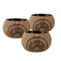 Coco Casa Tan Handmade Coconut Shell Candle Holder - Rainbow Pattern - 4" x 4" x 3 1/4" - 1 count box