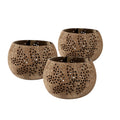 Coco Casa Brown Handmade Coconut Shell Candle Holder - Leaf Pattern - 4" x 4" x 3 1/4" - 1 count box