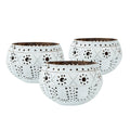 Coco Casa White Handmade Coconut Shell Candle Holder - Sun and Light Pattern - 4" x 4" x 3 1/4" - 1 count box