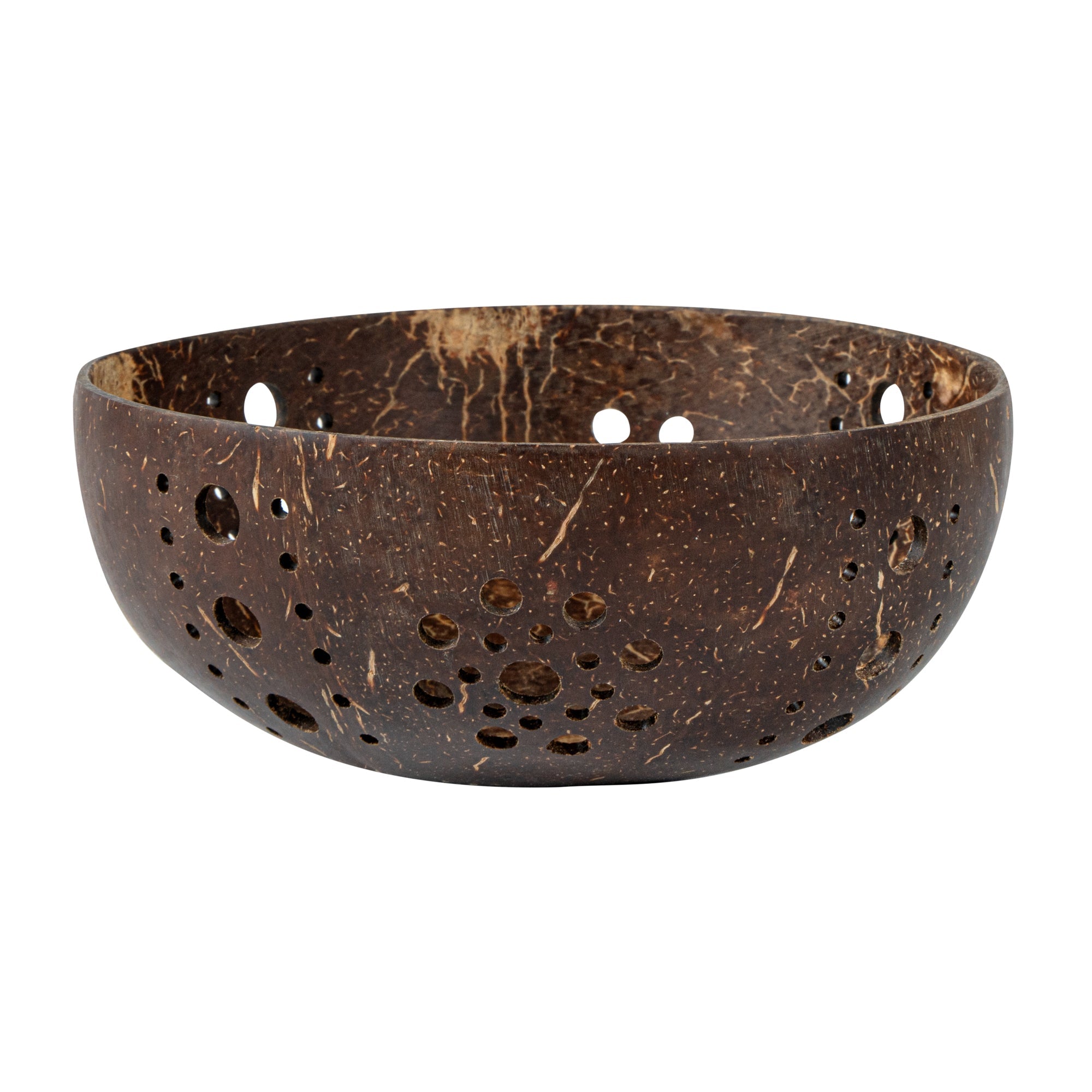 Coco Casa Brown Handmade Coconut Shell Candle Holder - Sun Pattern - 5" x 5" x 2" - 1 count box