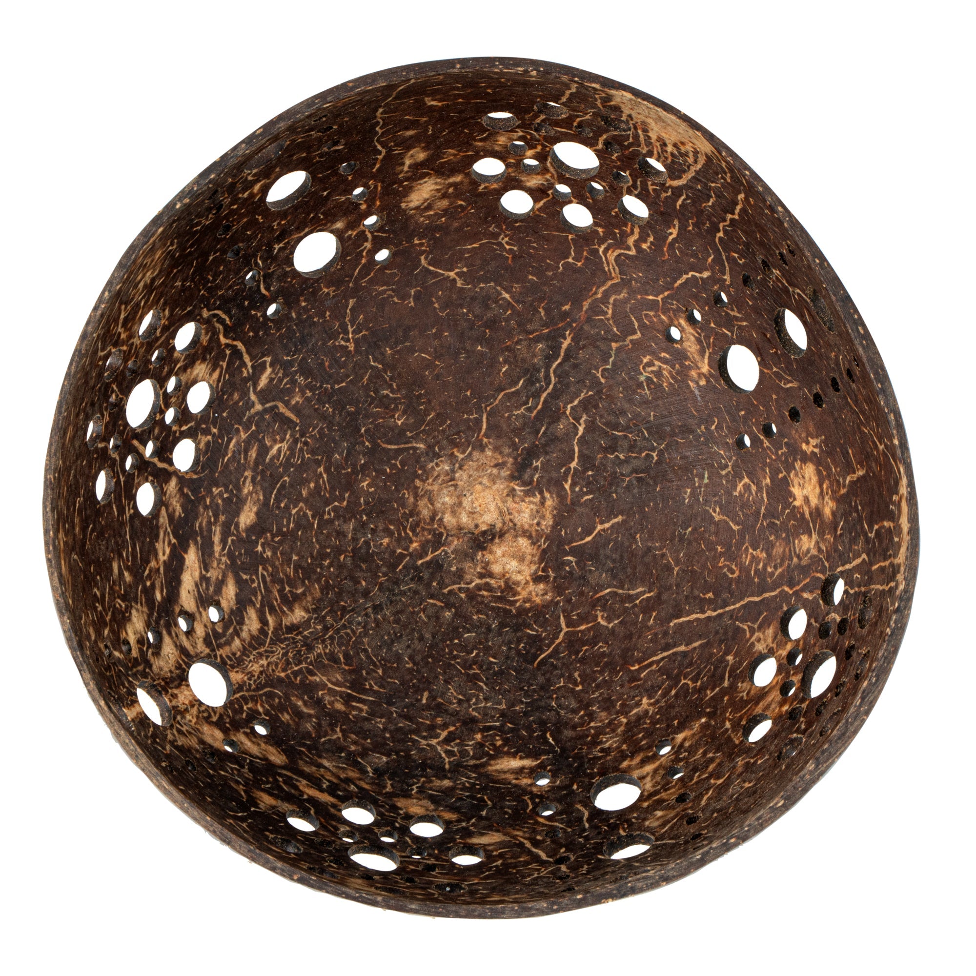 Coco Casa Brown Handmade Coconut Shell Candle Holder - Sun Pattern - 5" x 5" x 2" - 1 count box