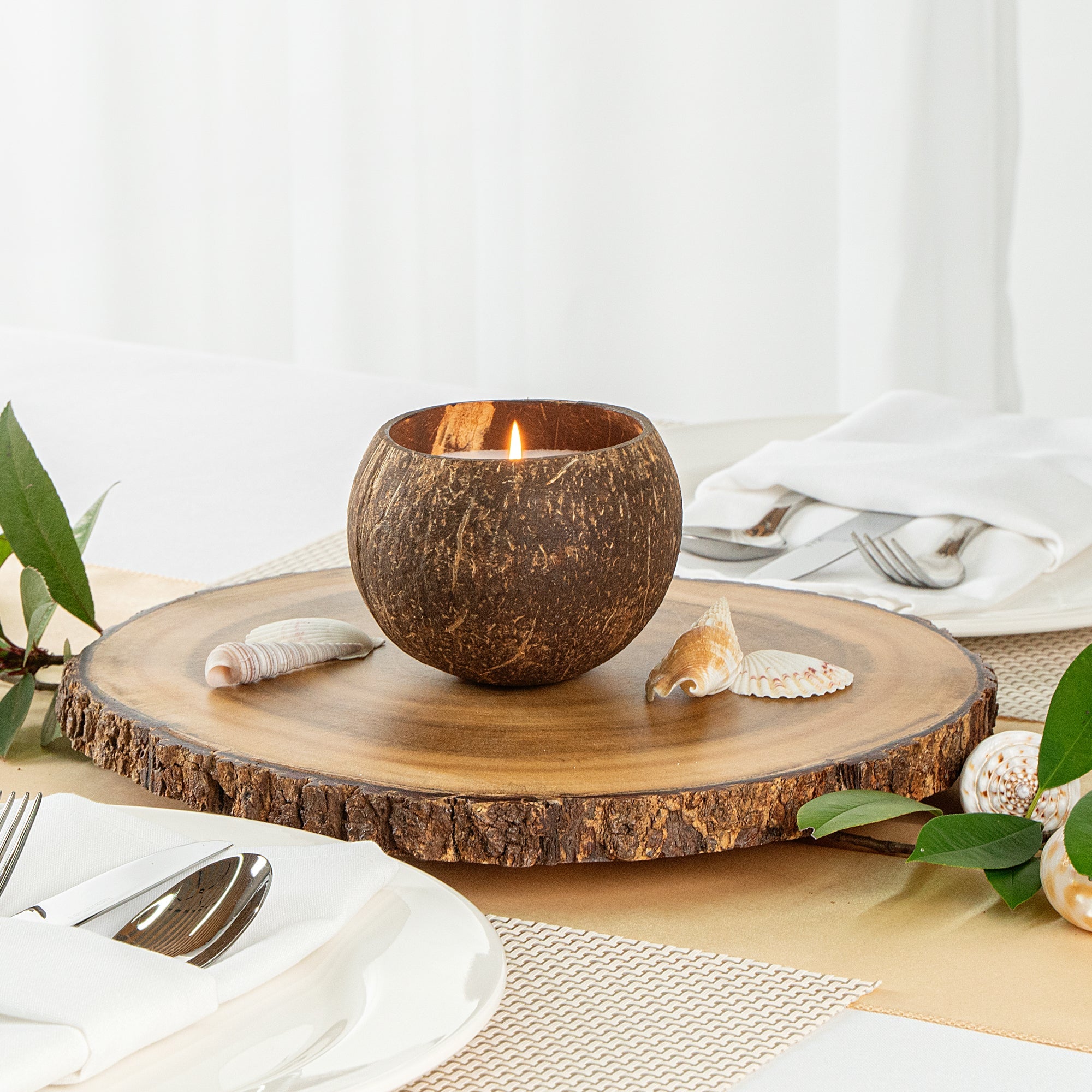 Coco Casa Handmade Coconut Shell Candle - Sandalwood and Shea - 4" x 4" x 2 3/4" - 1 count box