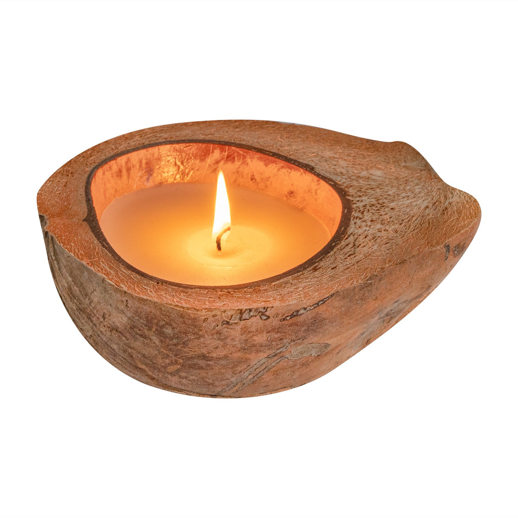 Coco Casa Handmade Coconut Shell Husk Candle - Sandalwood - 6 1/2" x 6 1/2" x 2 1/2" - 1 count box