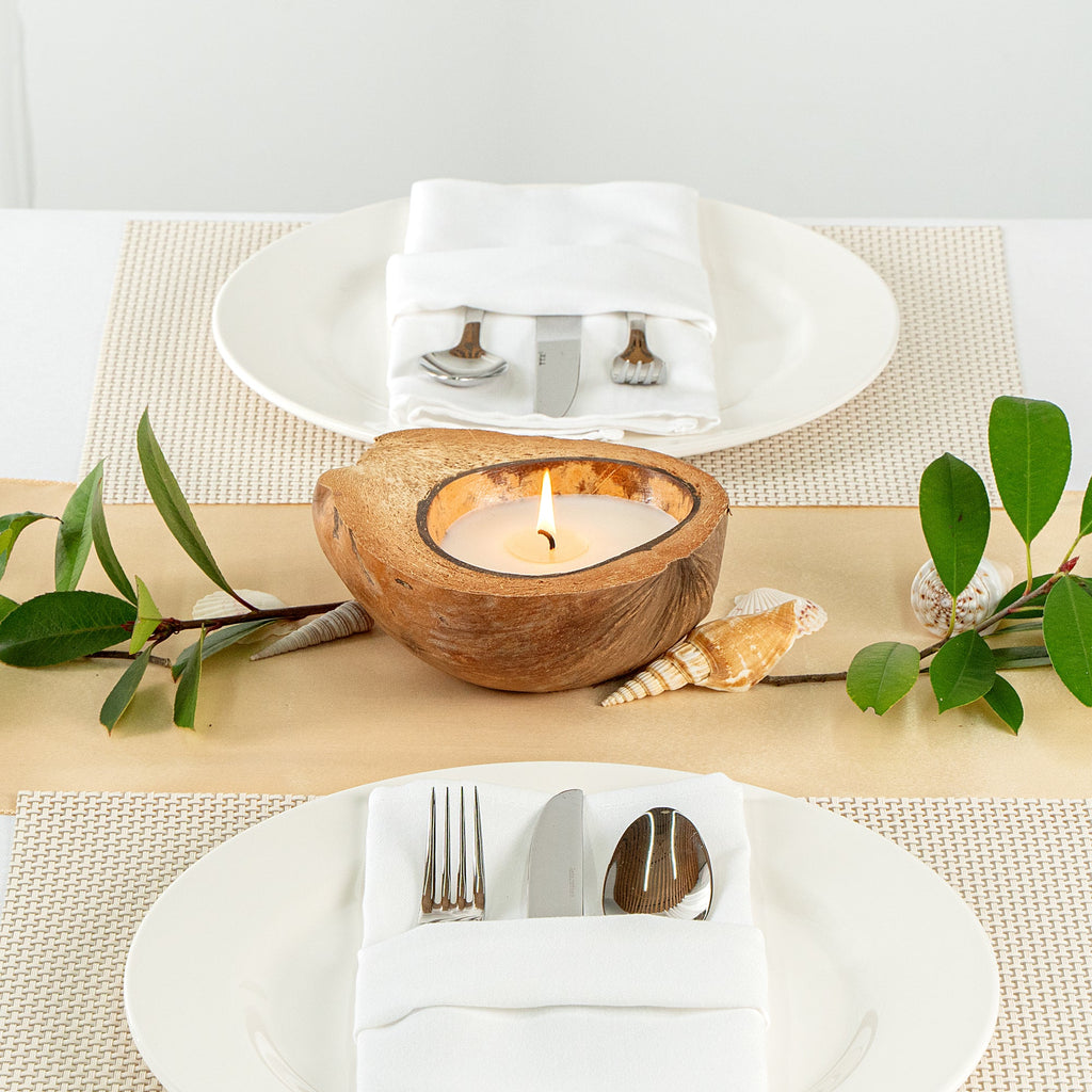 Coco Casa Handmade Coconut Shell Husk Candle - Mint Leaf and Eucalyptus - 6 1/2" x 6 1/2" x 2 1/2" - 10 count box