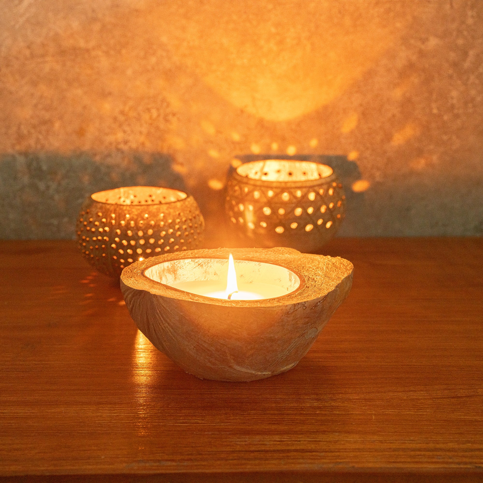 Coco Casa Handmade Coconut Shell Husk Candle - Coconut Mango - 6 1/2" x 6 1/2" x 2 1/2" - 10 count box