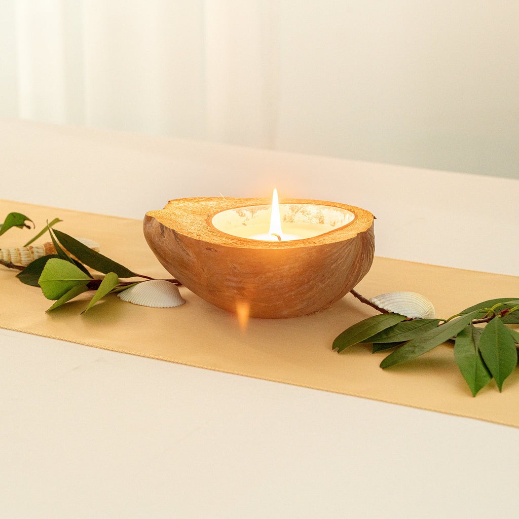 Coco Casa Handmade Coconut Shell Husk Candle - Cinnamon - 6 1/2" x 6 1/2" x 2 1/2" - 10 count box