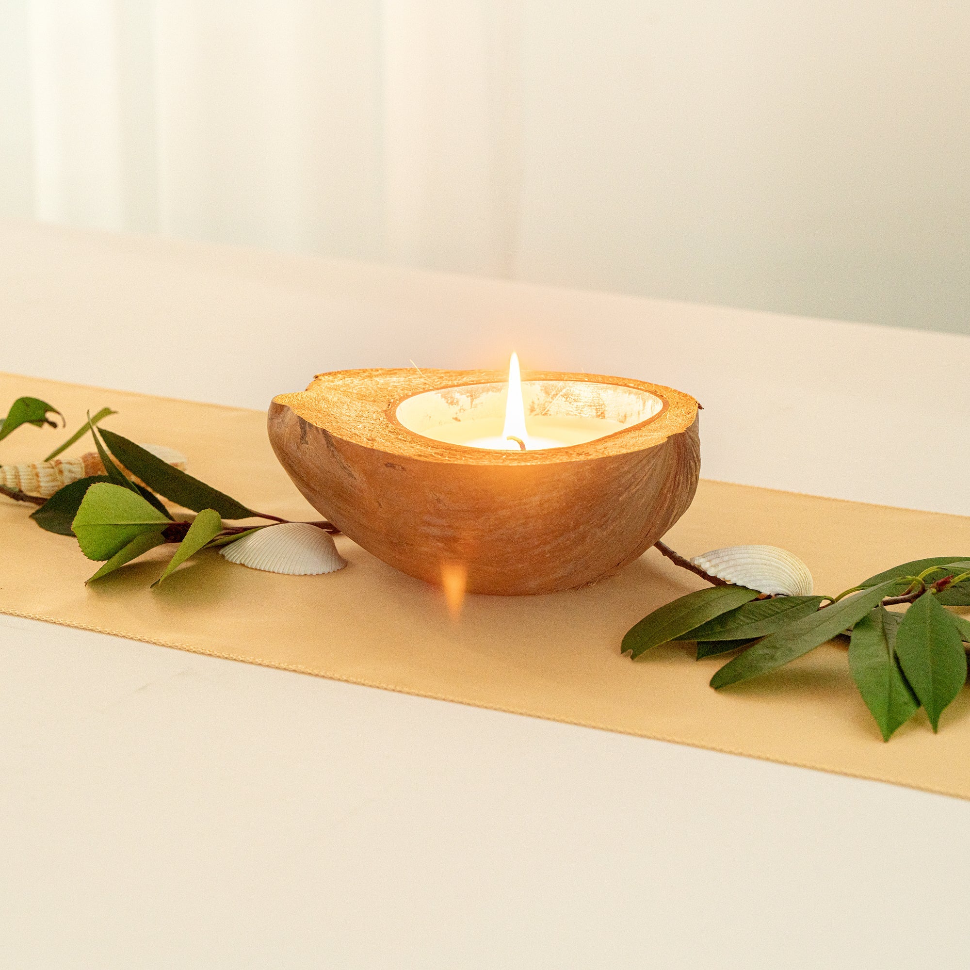 Coco Casa Handmade Coconut Shell Husk Candle - Cinnamon - 6 1/2" x 6 1/2" x 2 1/2" - 10 count box