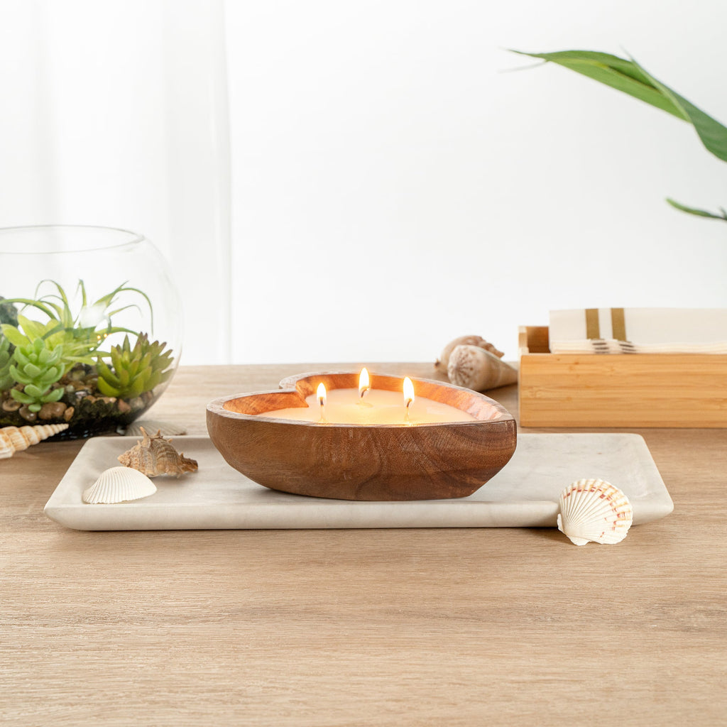 Coco Casa Handmade Wood Heart Dough Bowl Candle - Lavender - 7" x 5 1/2" x 2" - 10 count box
