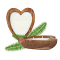 Coco Casa Handmade Wood Heart Dough Bowl Candle - Cinnamon - 7" x 5 1/2" x 2" - 1 count box