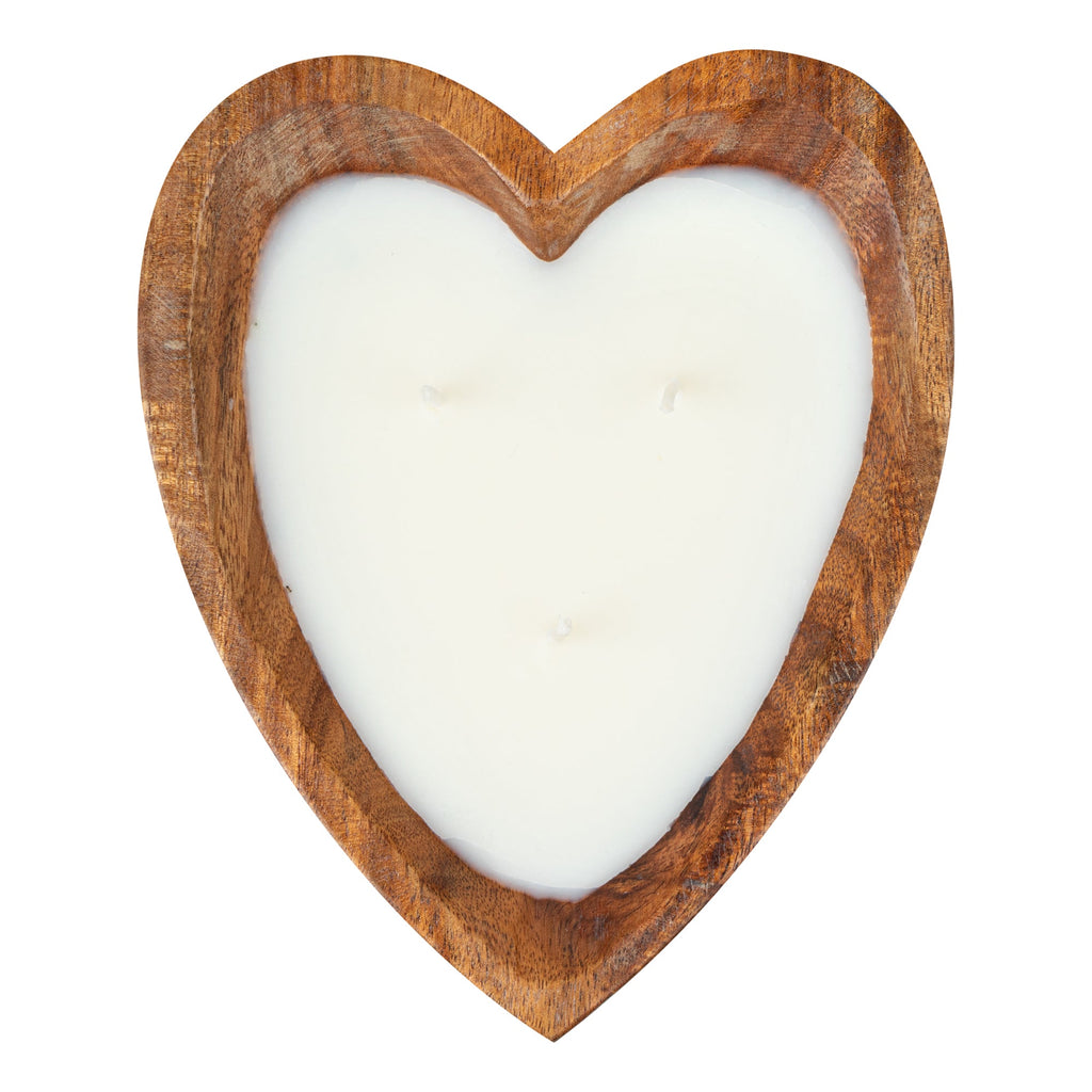 Coco Casa Handmade Wood Heart Dough Bowl Candle - Coconut Mango - 7" x 5 1/2" x 2" - 1 count box