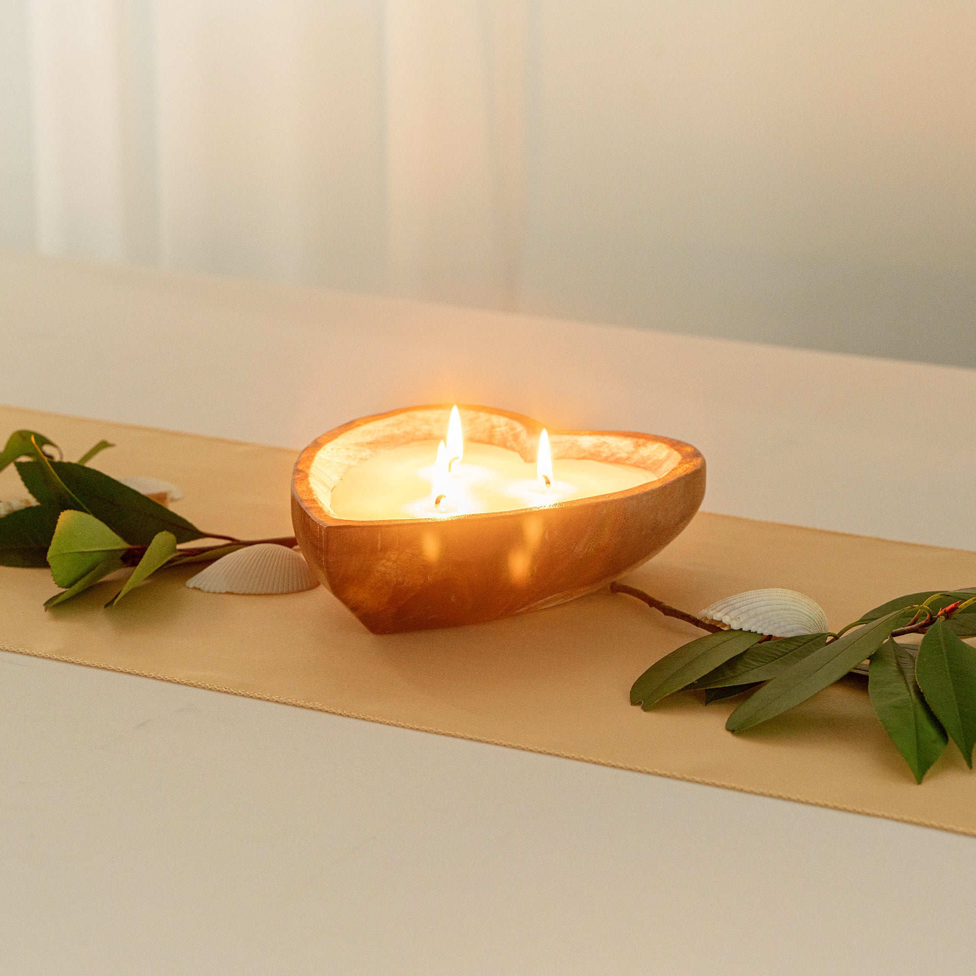 Coco Casa Handmade Wood Heart Dough Bowl Candle - Coconut Mango - 7" x 5 1/2" x 2" - 1 count box