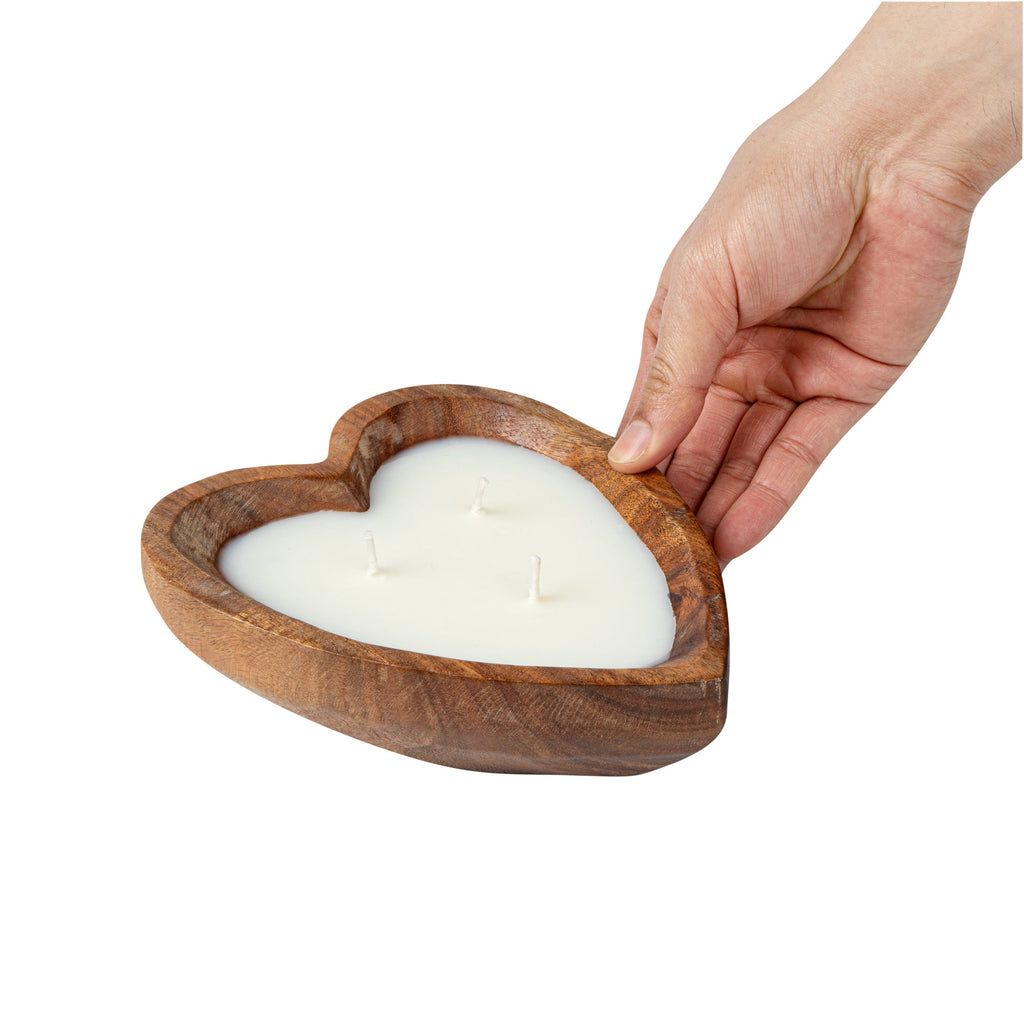 Coco Casa Handmade Wood Heart Dough Bowl Candle - Spring Hydrangea - 7" x 5 1/2" x 2" - 10 count box