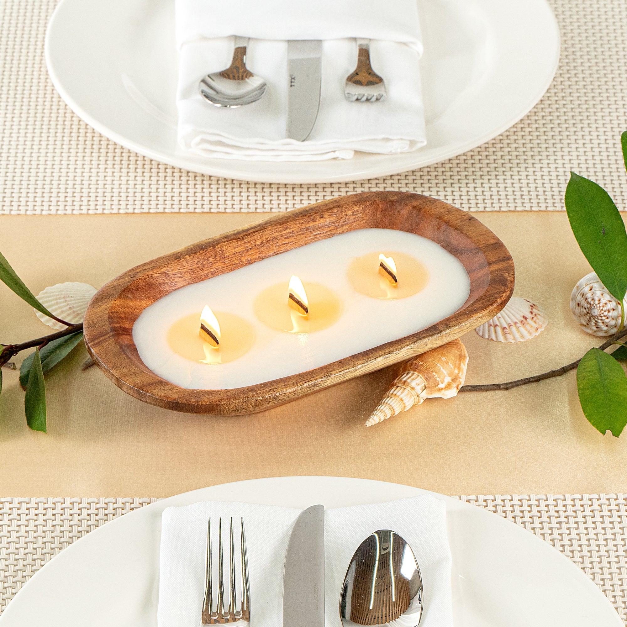 Coco Casa Handmade Wood Dough Bowl Candle - Jasmine - 9" x 5 1/2" x 2" - 10 count box