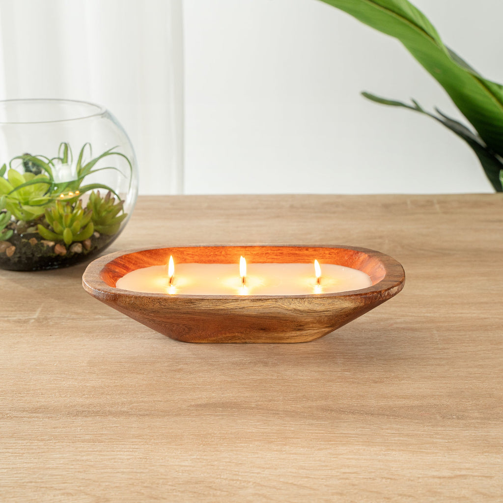 Coco Casa Handmade Wood Dough Bowl Candle - Pineapple Papaya - 9" x 5 1/2" x 2" - 1 count box