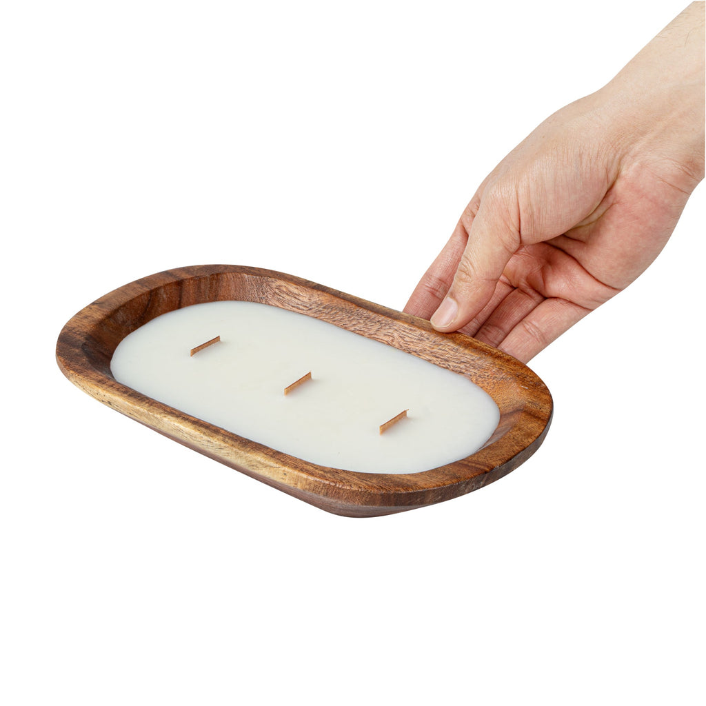 Coco Casa Handmade Wood Dough Bowl Candle - Vanilla - 9" x 5 1/2" x 2" - 10 count box