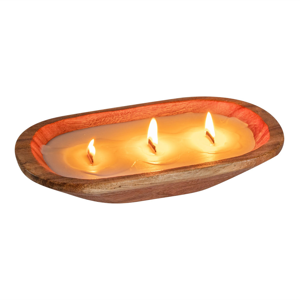 Coco Casa Handmade Wood Dough Bowl Candle - Vanilla - 9" x 5 1/2" x 2" - 10 count box
