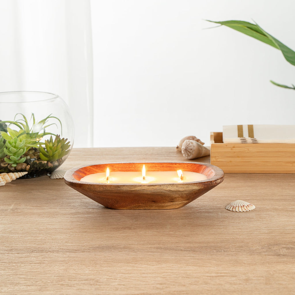 Coco Casa Handmade Wood Dough Bowl Candle - Vanilla - 9" x 5 1/2" x 2" - 10 count box