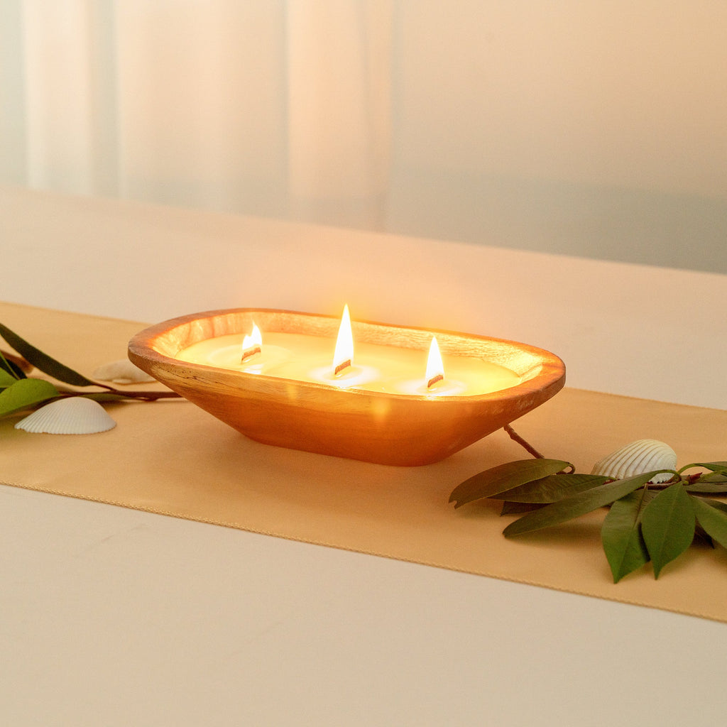 Coco Casa Handmade Wood Dough Bowl Candle - Vanilla - 9" x 5 1/2" x 2" - 10 count box