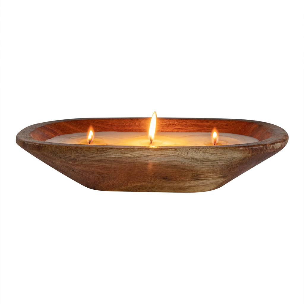 Coco Casa Handmade Wood Dough Bowl Candle - Cinnamon - 9" x 5 1/2" x 2" - 1 count box