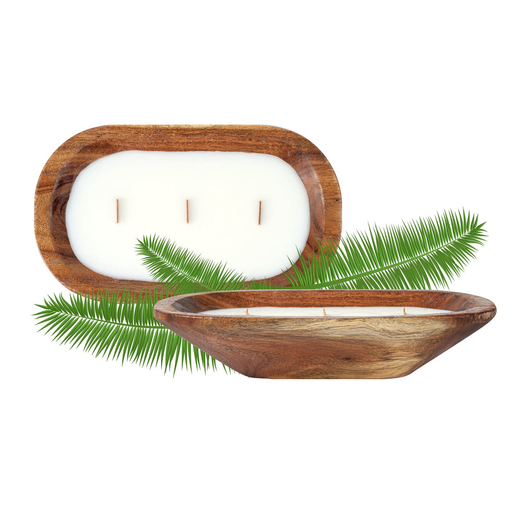 Coco Casa Handmade Wood Dough Bowl Candle - Coconut Mango - 9" x 5 1/2" x 2" - 1 count box