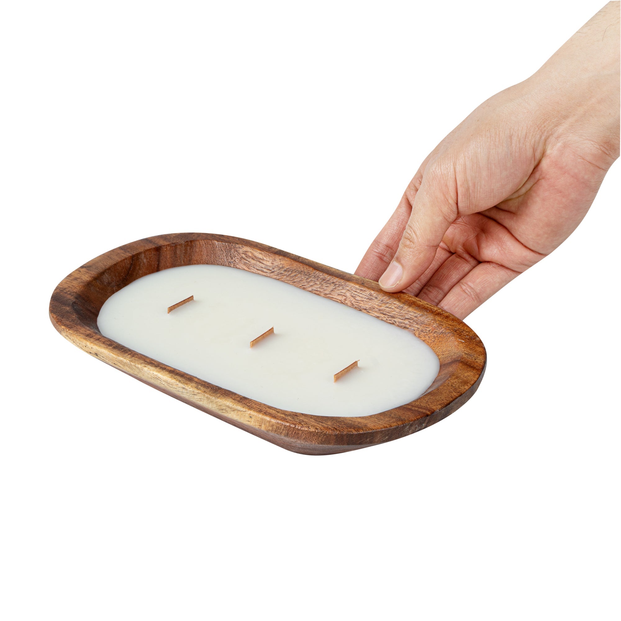 Coco Casa Handmade Wood Dough Bowl Candle - Sandalwood and Shea - 9" x 5 1/2" x 2" - 1 count box