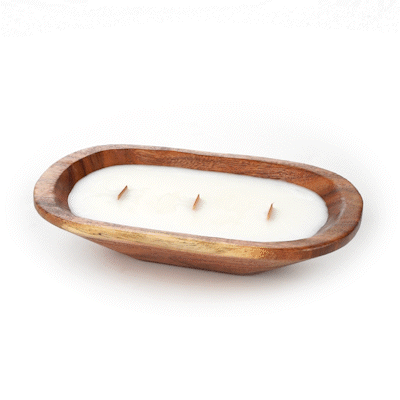 Coco Casa Handmade Wood Dough Bowl Candle - Spring Hydrangea - 9" x 5 1/2" x 2" - 10 count box