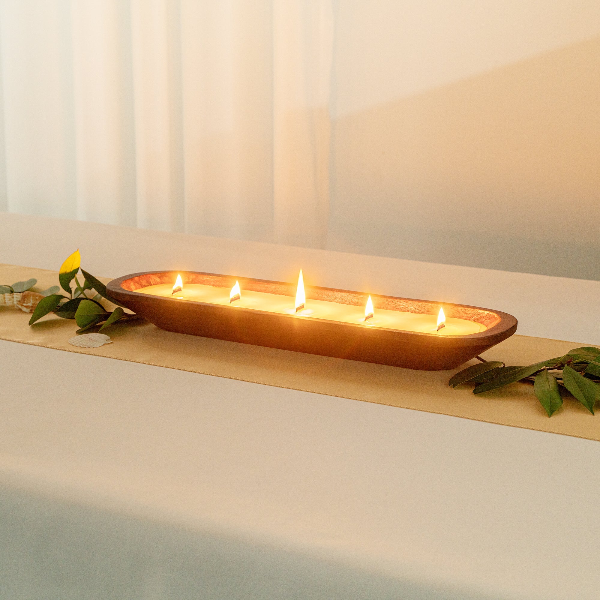 Coco Casa Handmade Wood Dough Bowl Candle - Jasmine - 17 3/4" x 5 1/2" x 2" - 10 count box