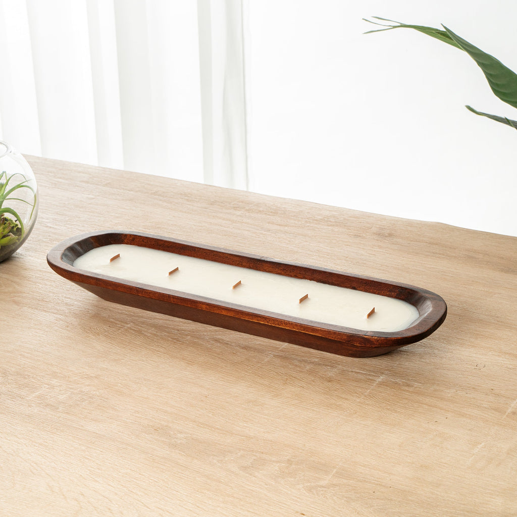 Coco Casa Handmade Wood Dough Bowl Candle - Vanilla - 17 3/4" x 5 1/2" x 2" - 1 count box
