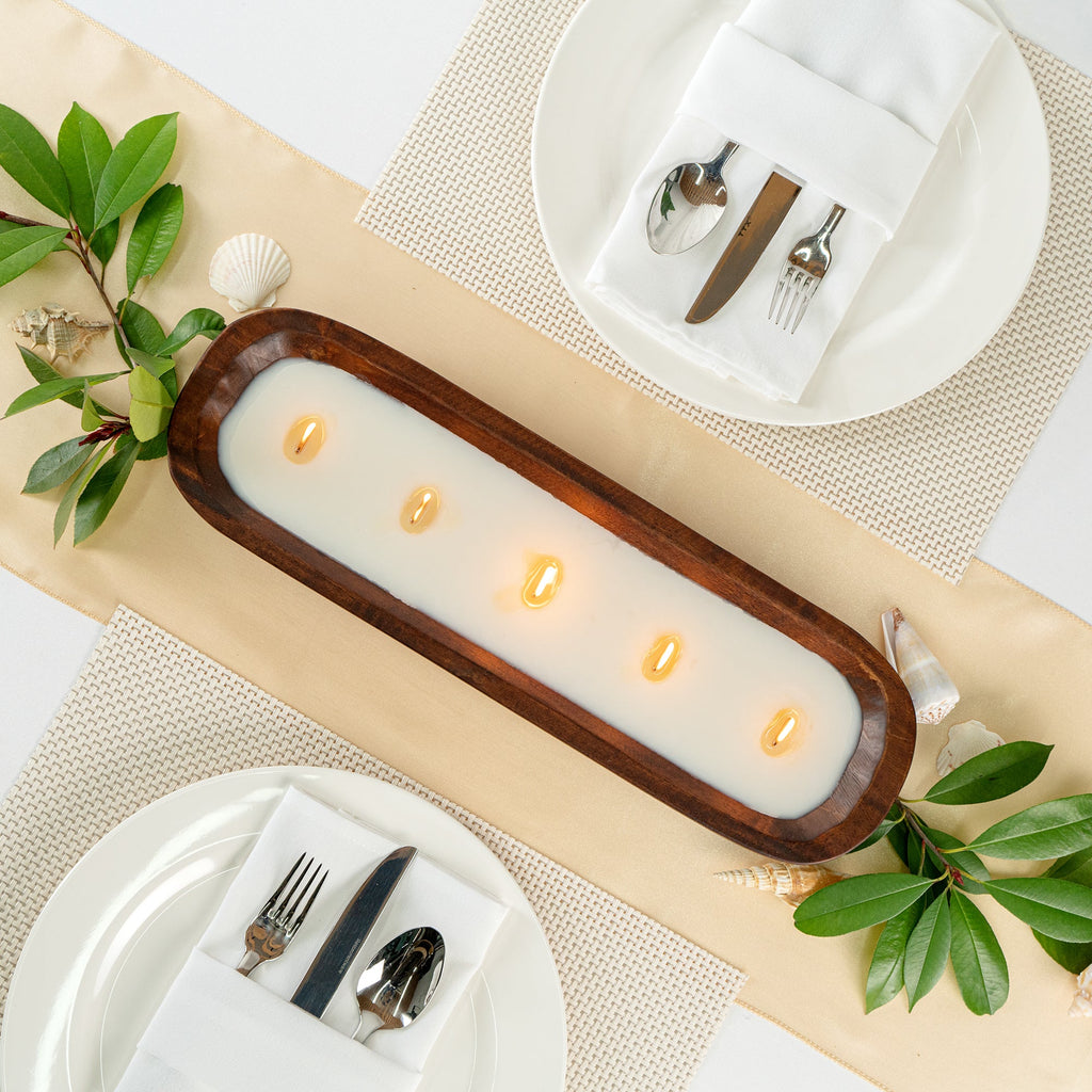Coco Casa Handmade Wood Dough Bowl Candle - Vanilla - 17 3/4" x 5 1/2" x 2" - 1 count box