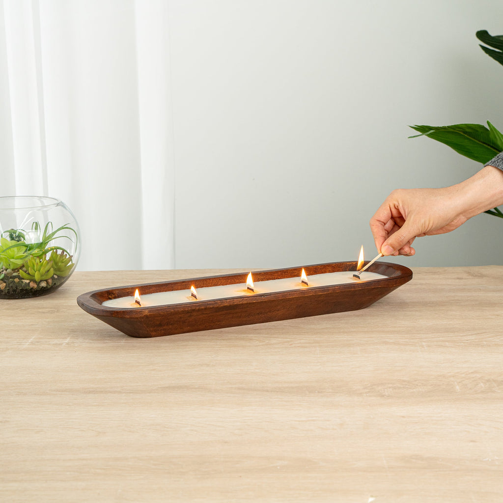 Coco Casa Handmade Wood Dough Bowl Candle - Coconut Mango - 17 3/4" x 5 1/2" x 2" - 10 count box