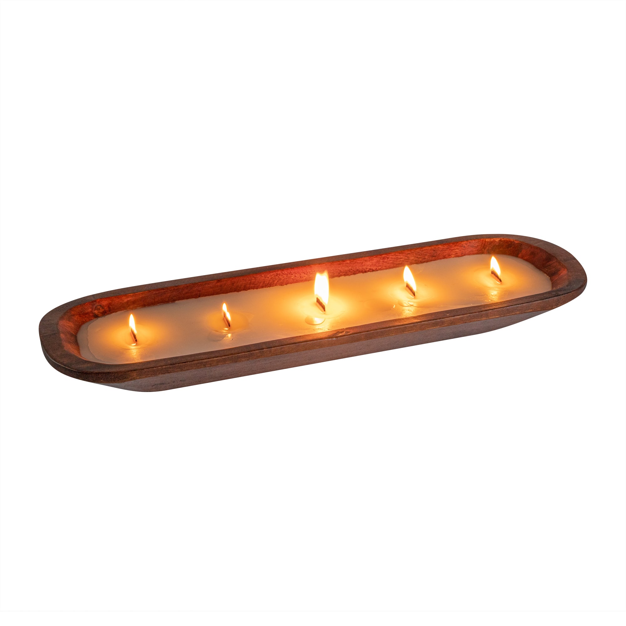 Coco Casa Handmade Wood Dough Bowl Candle - Sandalwood and Shea - 17 3/4" x 5 1/2" x 2" - 10 count box