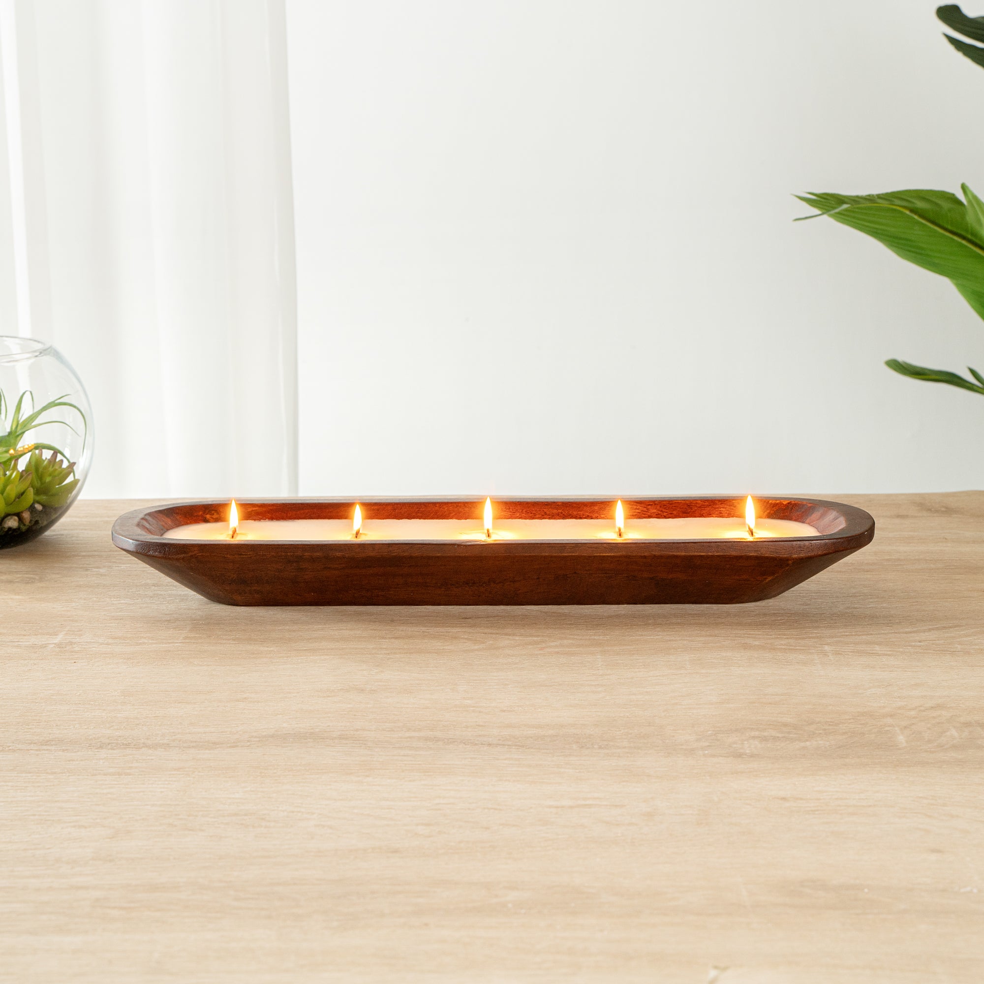 Coco Casa Handmade Wood Dough Bowl Candle - Sandalwood and Shea - 17 3/4" x 5 1/2" x 2" - 10 count box