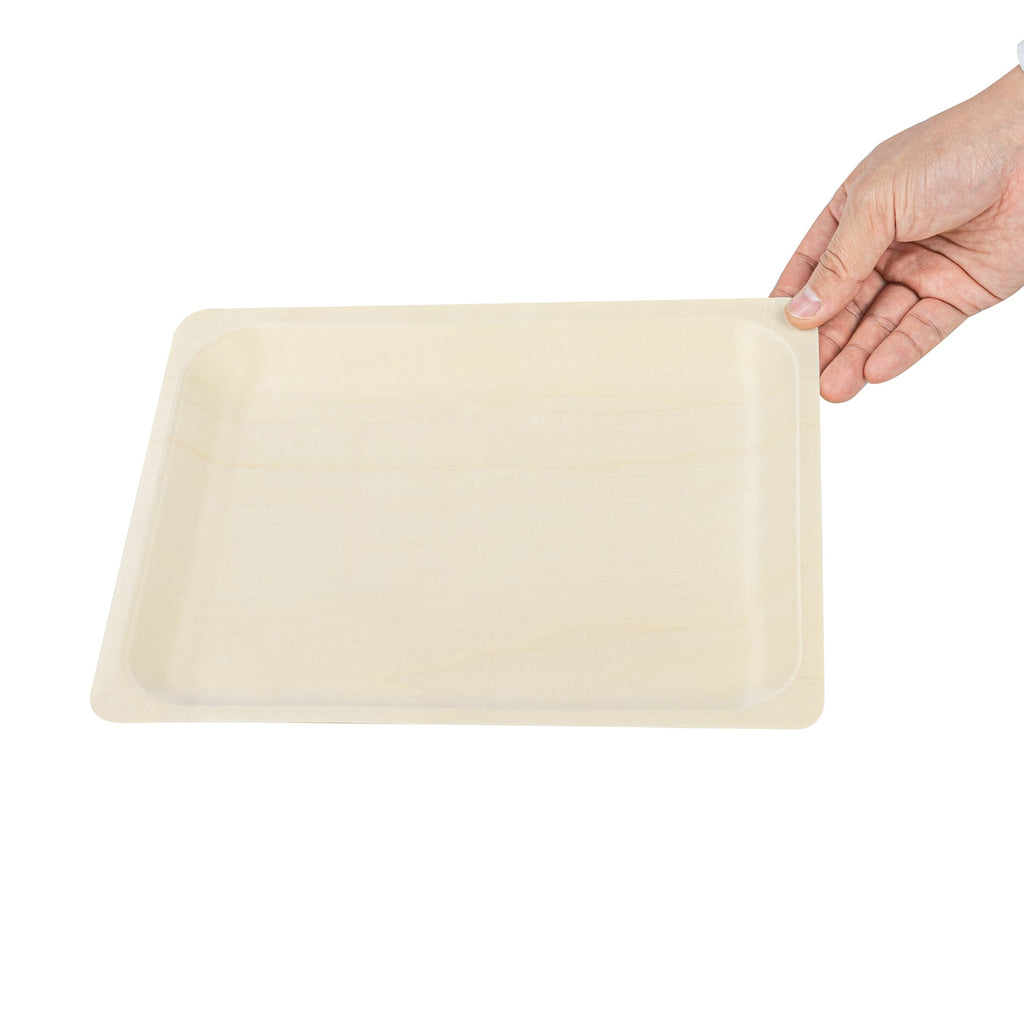 Taipei Rectangle Natural Poplar Plate - 10 1/2'' x 8 1/2'' x 3/4'' - 50 count box