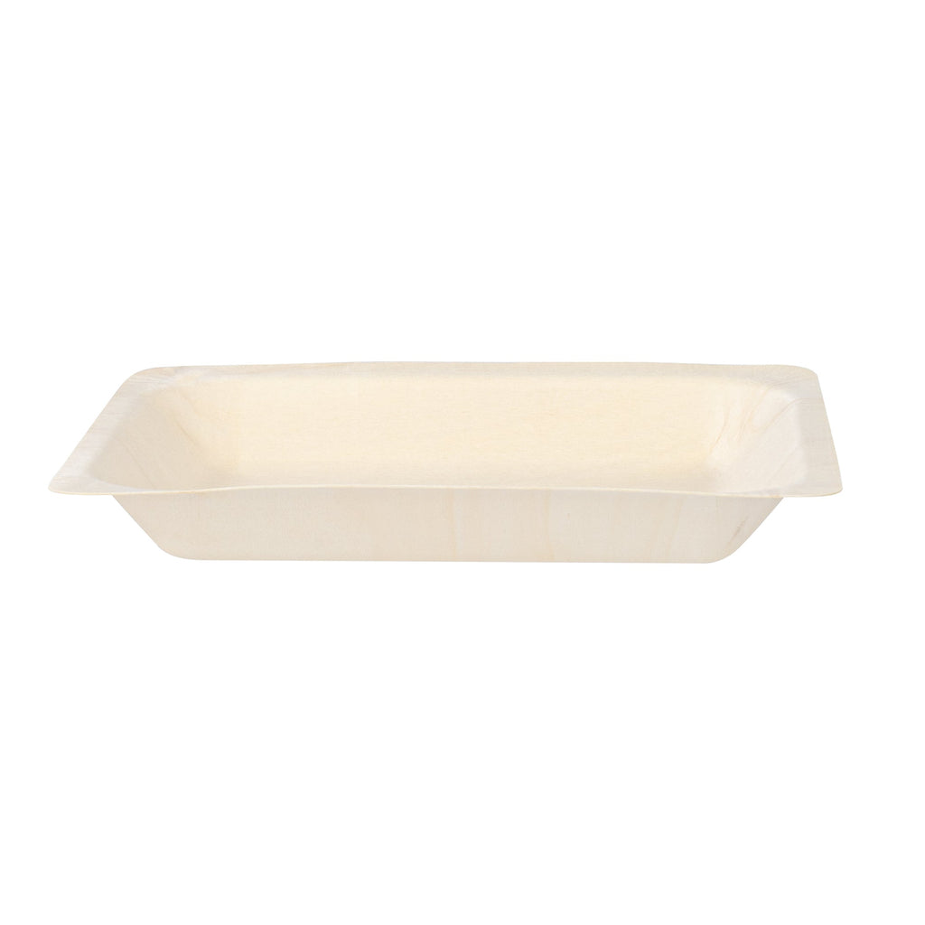 Taipei Rectangle Natural Poplar Plate - 8 3/4'' x 6 3/4'' x 1 1/4'' - 50 count box