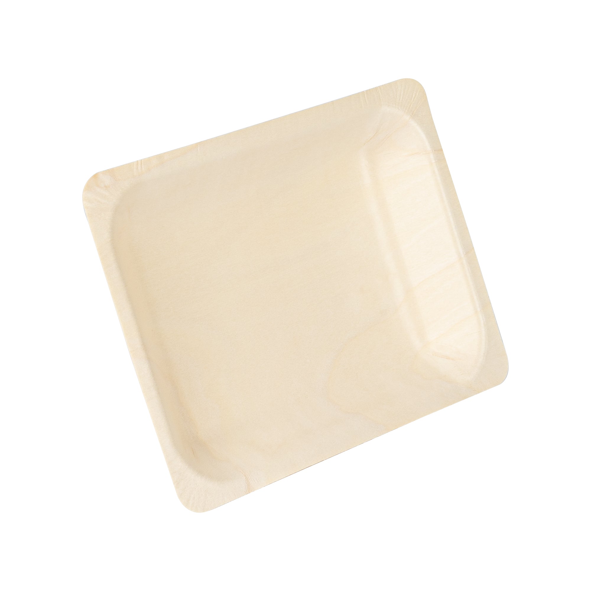 Taipei Rectangle Natural Poplar Plate - 8 3/4'' x 6 3/4'' x 1 1/4'' - 200 count box