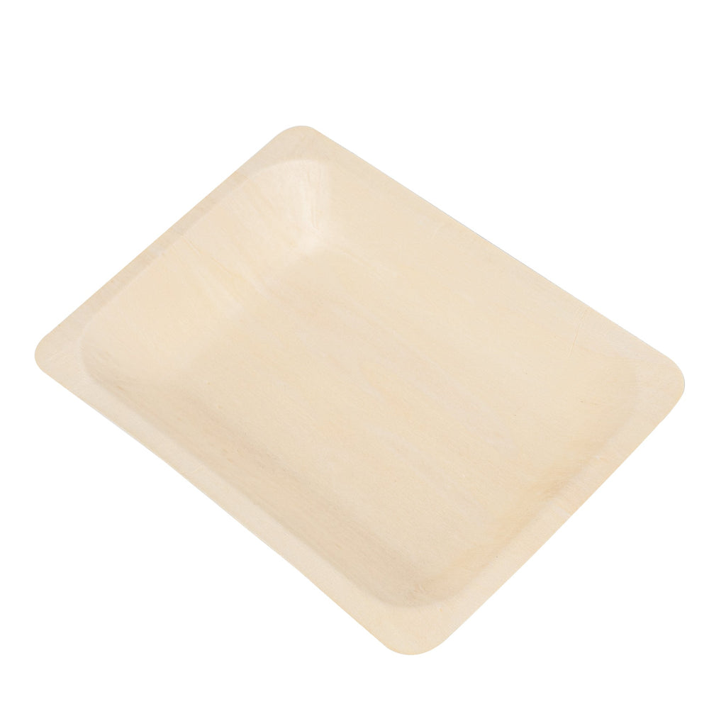 Taipei Rectangle Natural Poplar Plate - 7 3/4'' x 5 1/2'' x 1'' - 200 count box