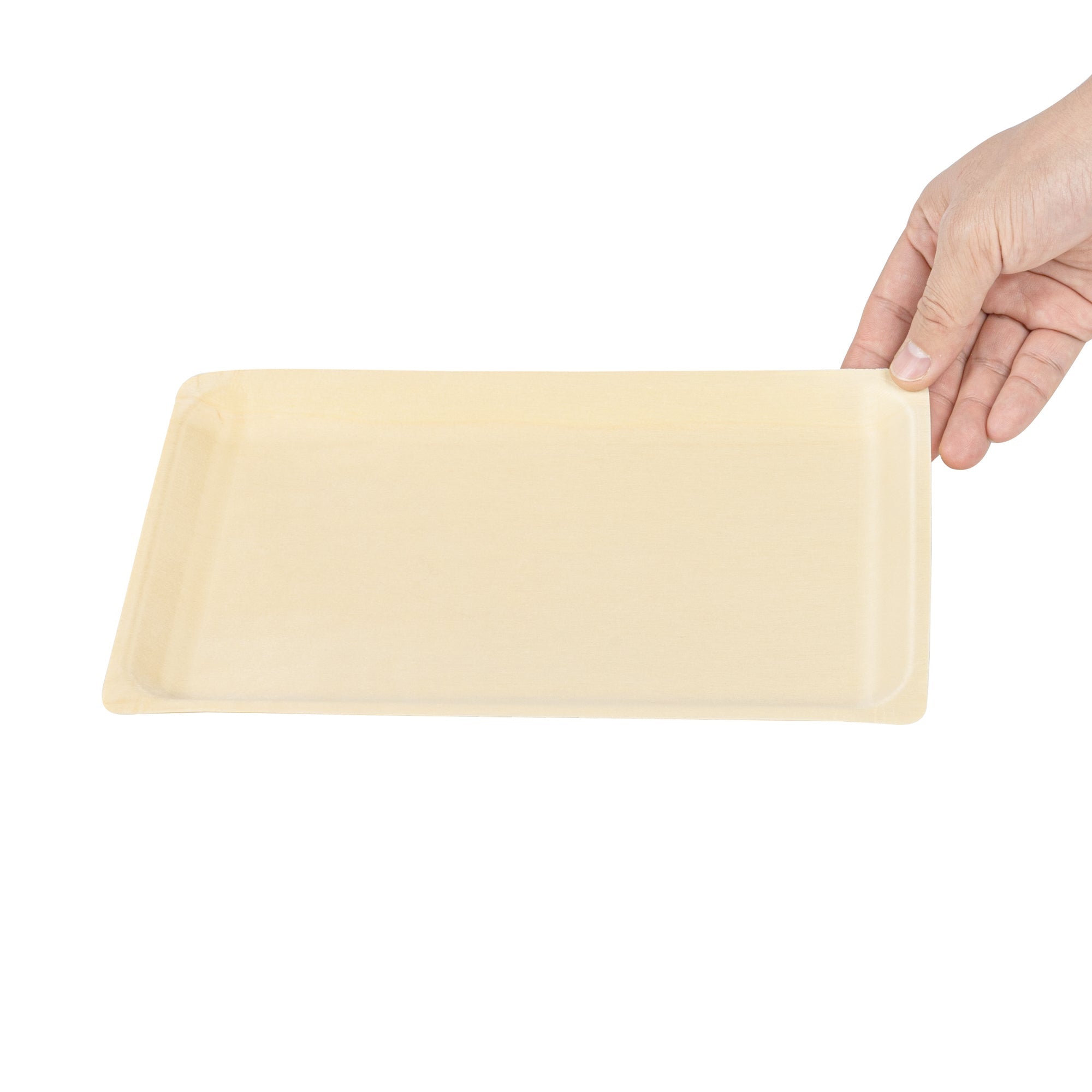 Taipei Rectangle Natural Poplar Plate - 10 3/4'' x 6 1/4'' x 1/2'' - 50 count box
