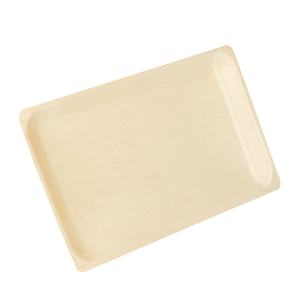 Taipei Rectangle Natural Poplar Plate - 10 3/4'' x 6 1/4'' x 1/2'' - 200 count box