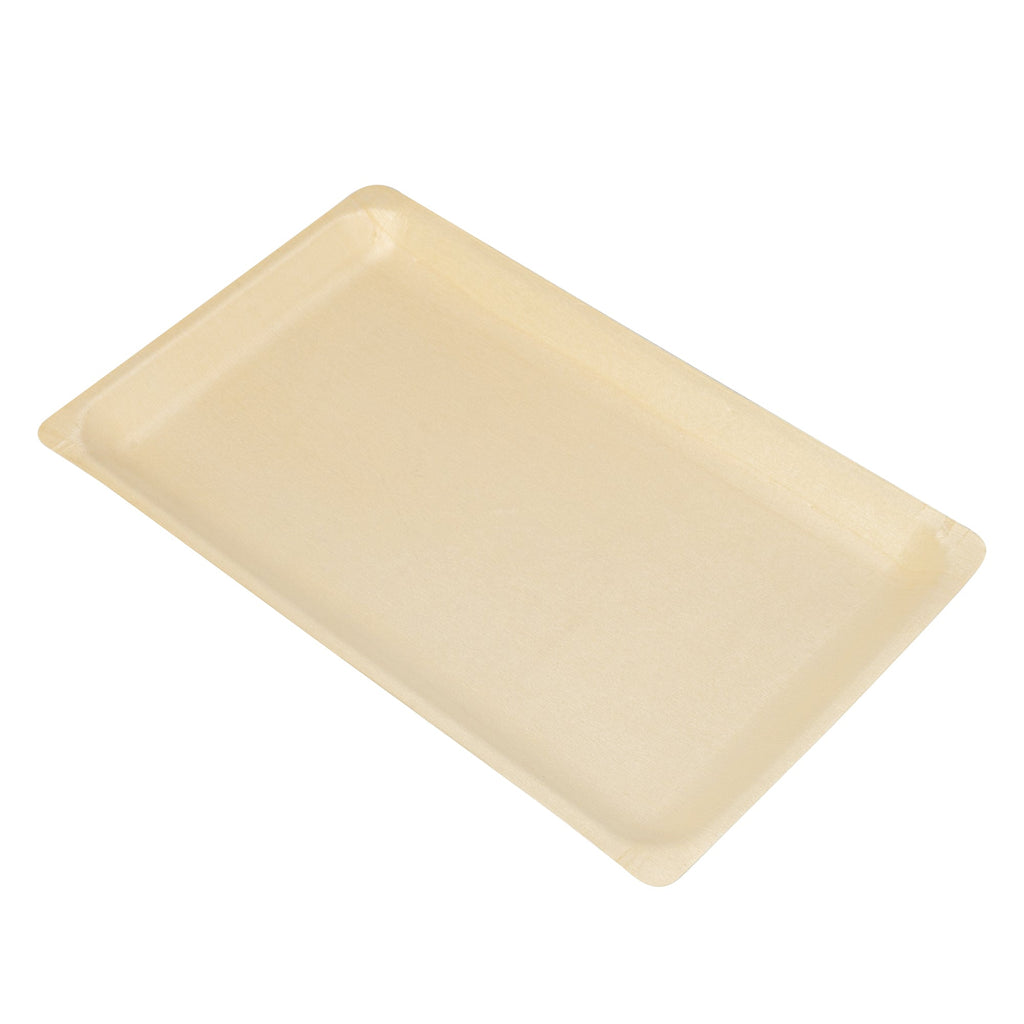 Taipei Rectangle Natural Poplar Plate - 10 3/4'' x 6 1/4'' x 1/2'' - 200 count box