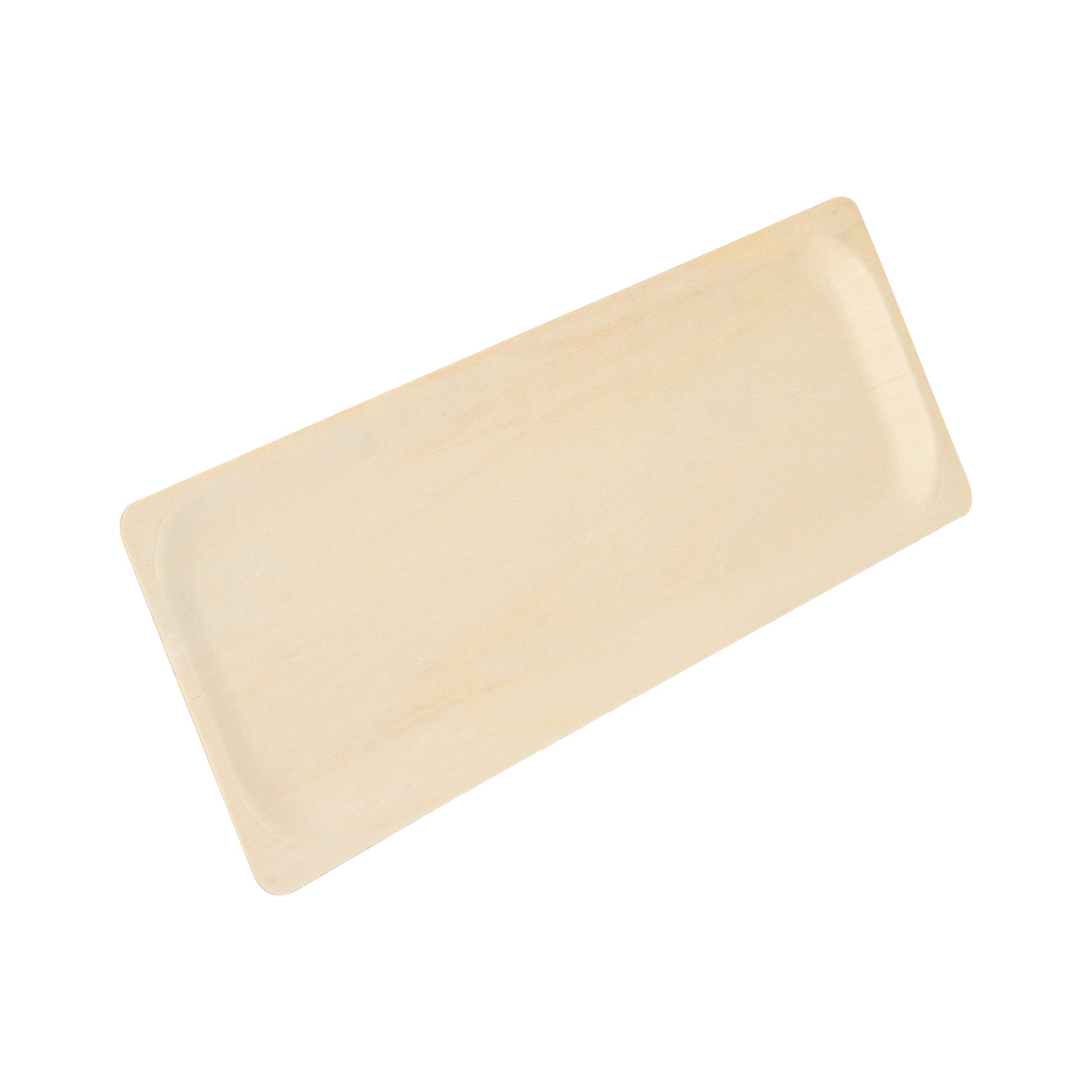 Taipei Rectangle Natural Poplar Plate - 14 1/4'' x 4 3/4'' - 50 count box