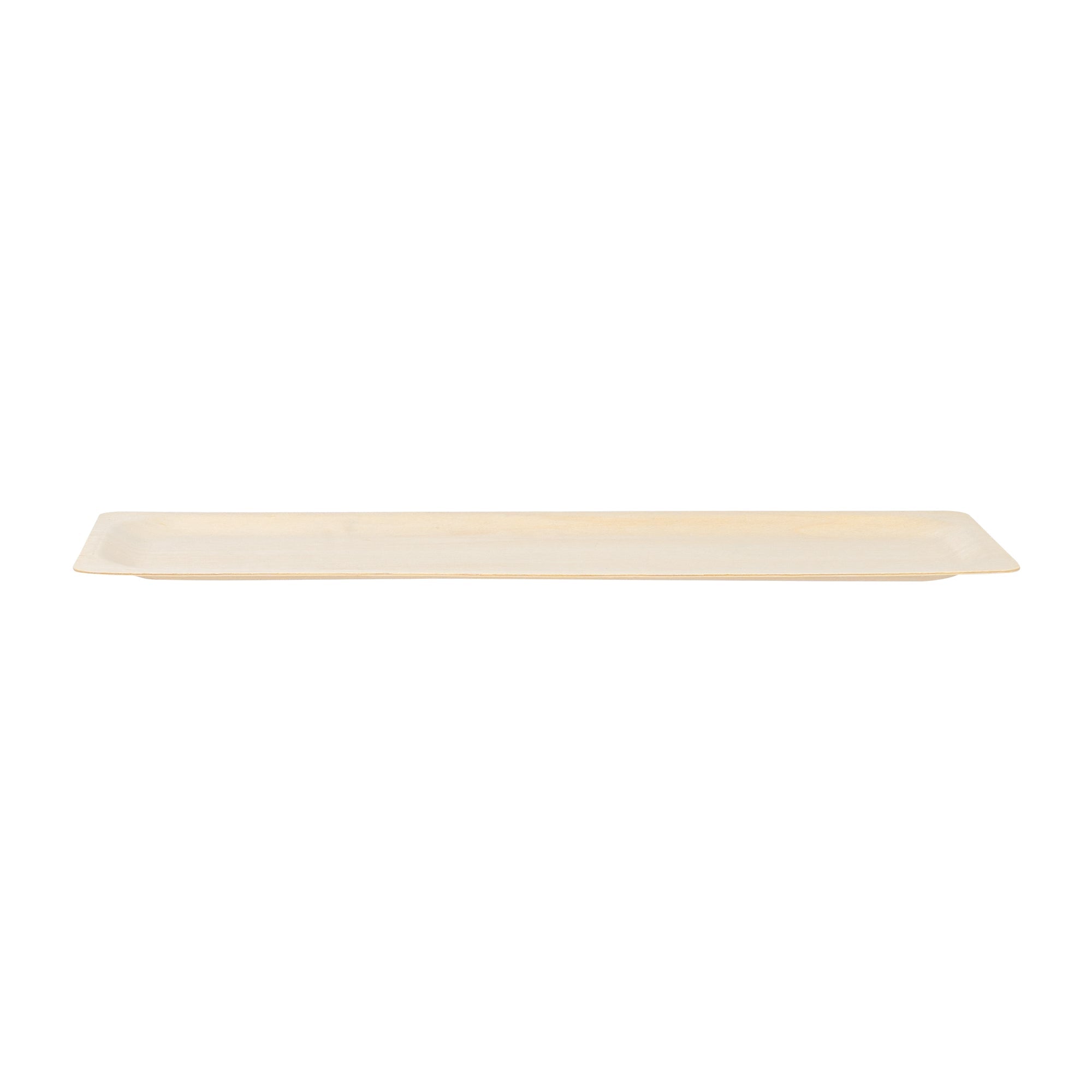 Taipei Rectangle Natural Poplar Plate - 14 1/4'' x 4 3/4'' - 50 count box