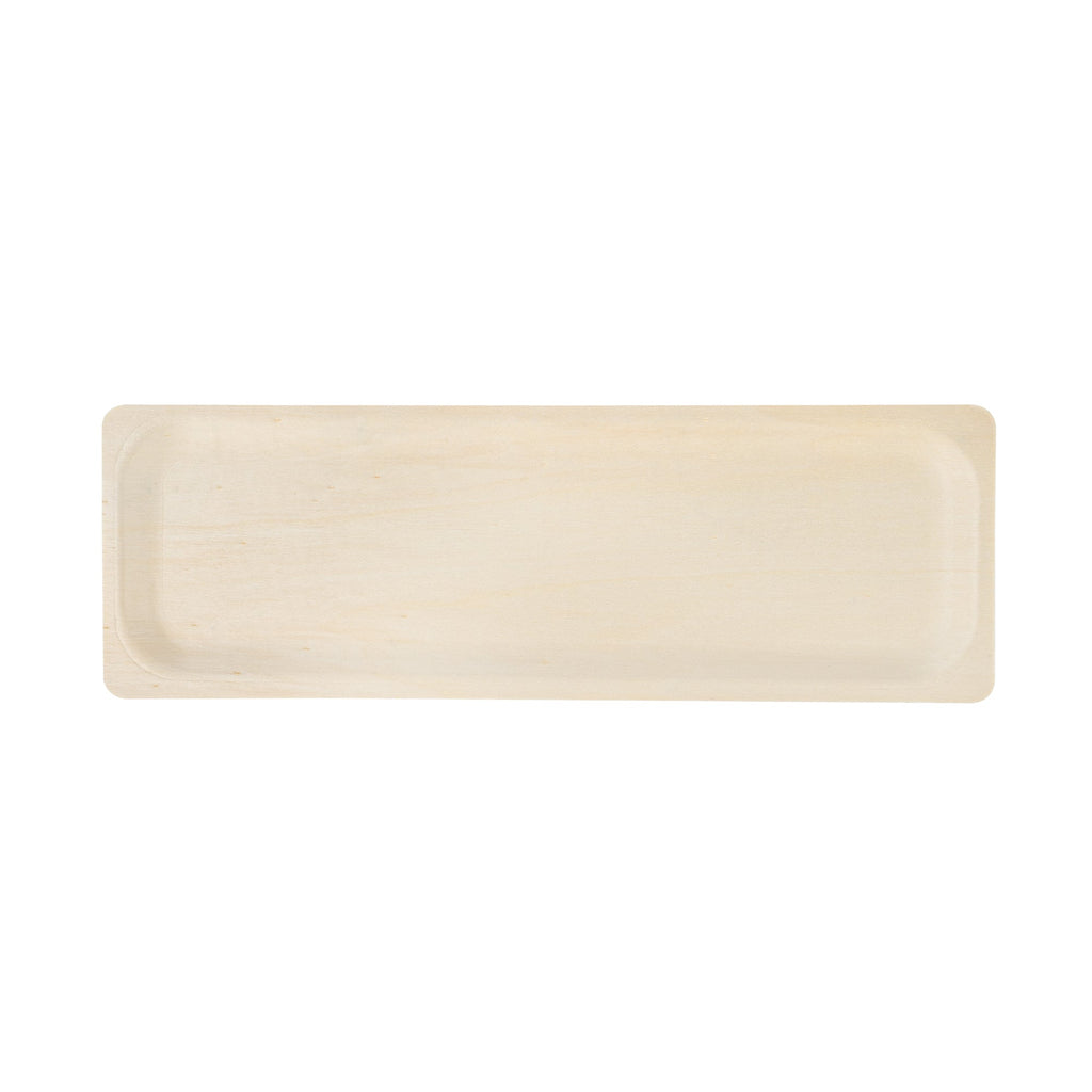 Taipei Rectangle Natural Poplar Plate - 14 1/4'' x 4 3/4'' - 50 count box