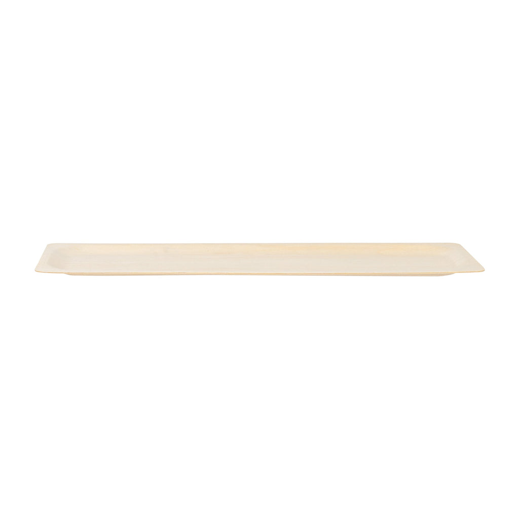 Taipei Rectangle Natural Poplar Plate - 14 1/4'' x 4 3/4'' - 200 count box