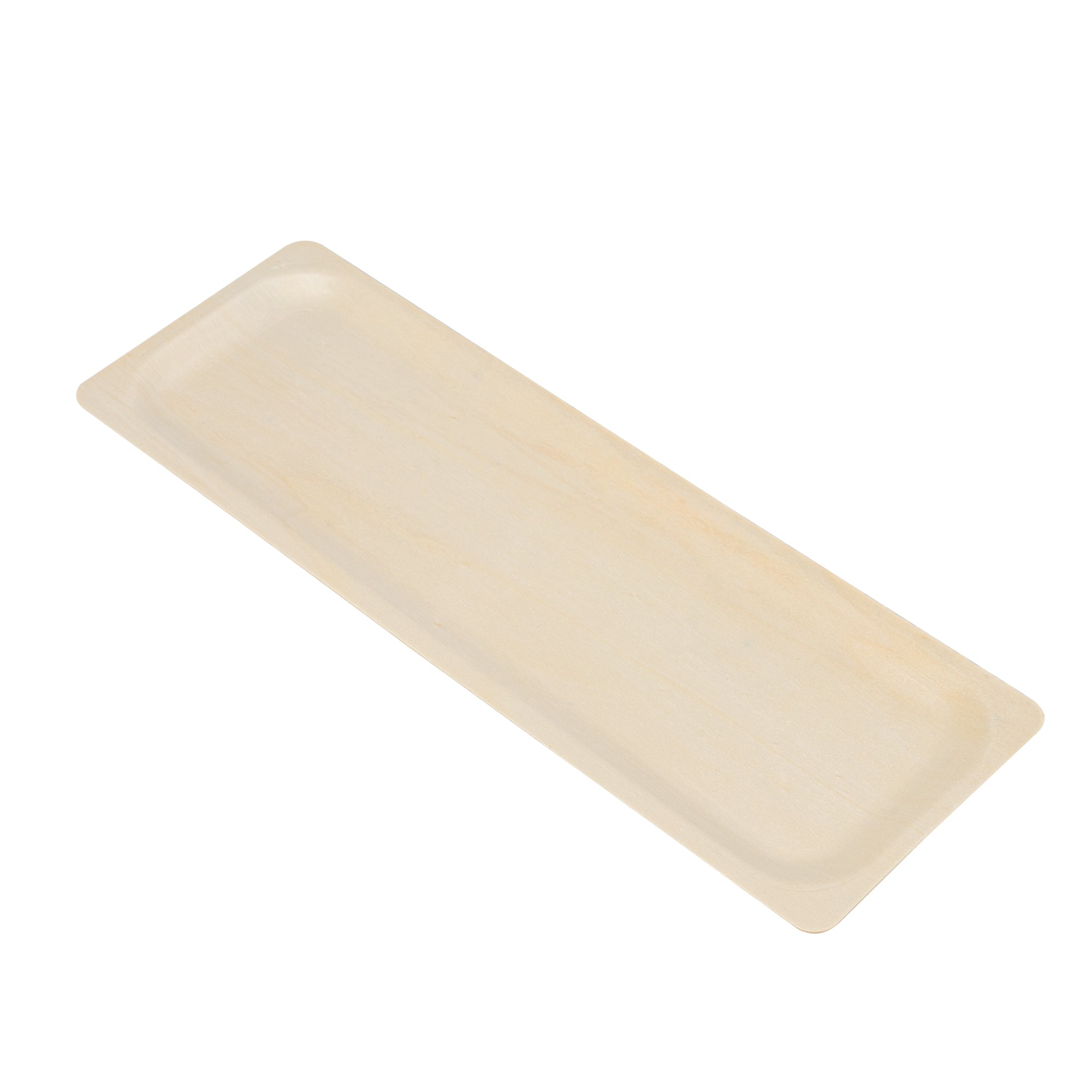 Taipei Rectangle Natural Poplar Plate - 14 1/4'' x 4 3/4'' - 200 count box