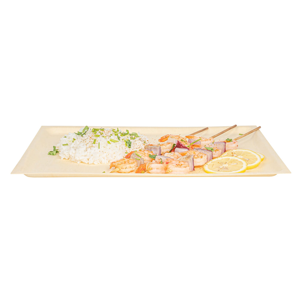 Taipei Rectangle Natural Poplar Plate - 14 1/2'' x 10 3/4'' x 3/4'' - 50 count box