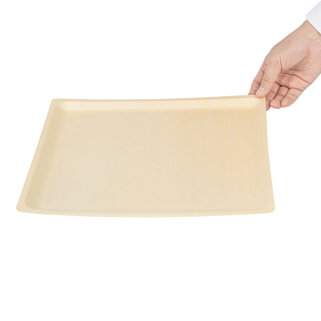 Taipei Rectangle Natural Poplar Plate - 13'' x 10 1/2'' x 1/2'' - 50 count box