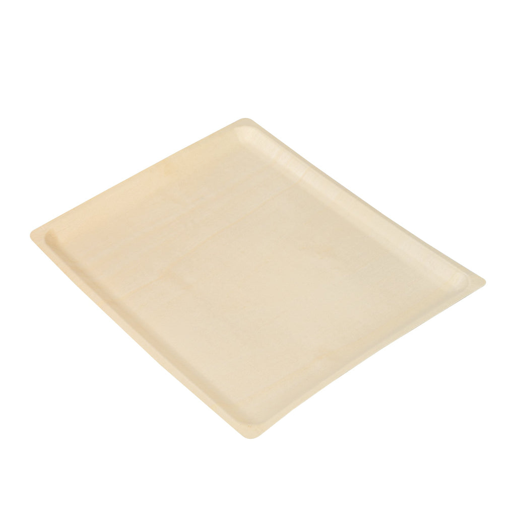 Taipei Rectangle Natural Poplar Plate - 13'' x 10 1/2'' x 1/2'' - 50 count box