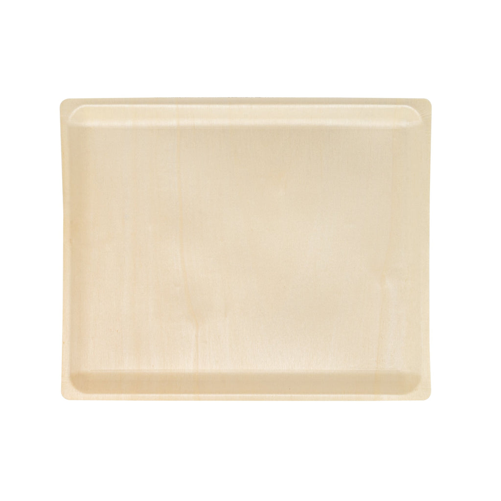 Taipei Rectangle Natural Poplar Plate - 13'' x 10 1/2'' x 1/2'' - 50 count box