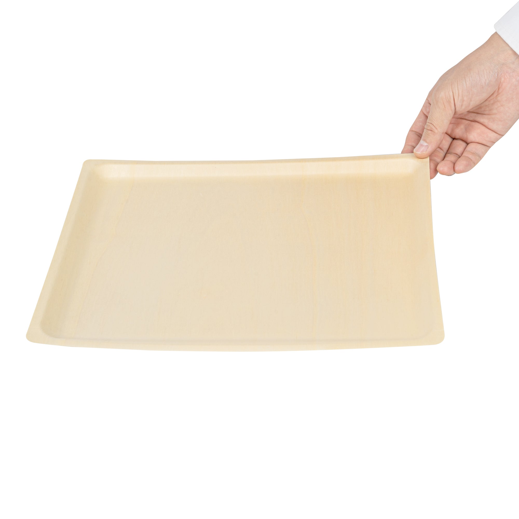 Taipei Rectangle Natural Poplar Plate - 13'' x 10 1/2'' x 1/2'' - 200 count box