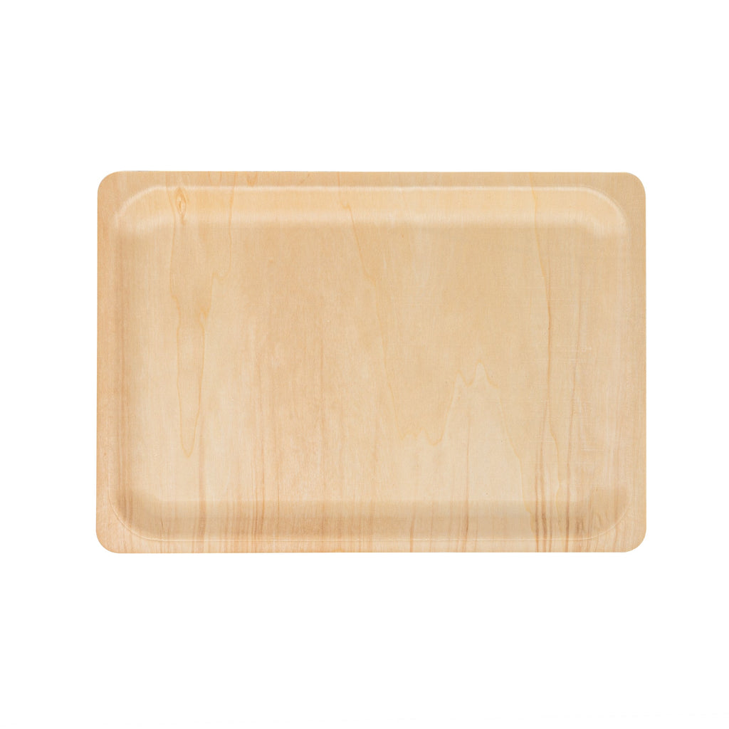 Taipei Rectangle Natural Poplar Plate - 14 1/4'' x 9 3/4'' x 3/4'' - 50 count box